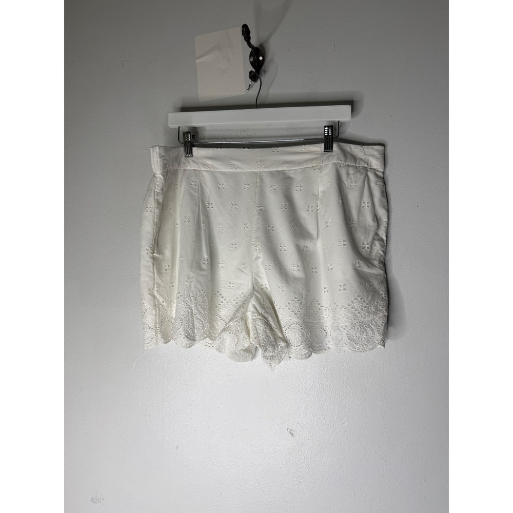 Loft white elastic waist eyelet scallop hem size xl